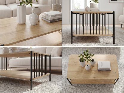 Nancy's Trichiana Salontafel - Koffietafel - Bruin / Zwart - ± 110 x 60 x 40 cm