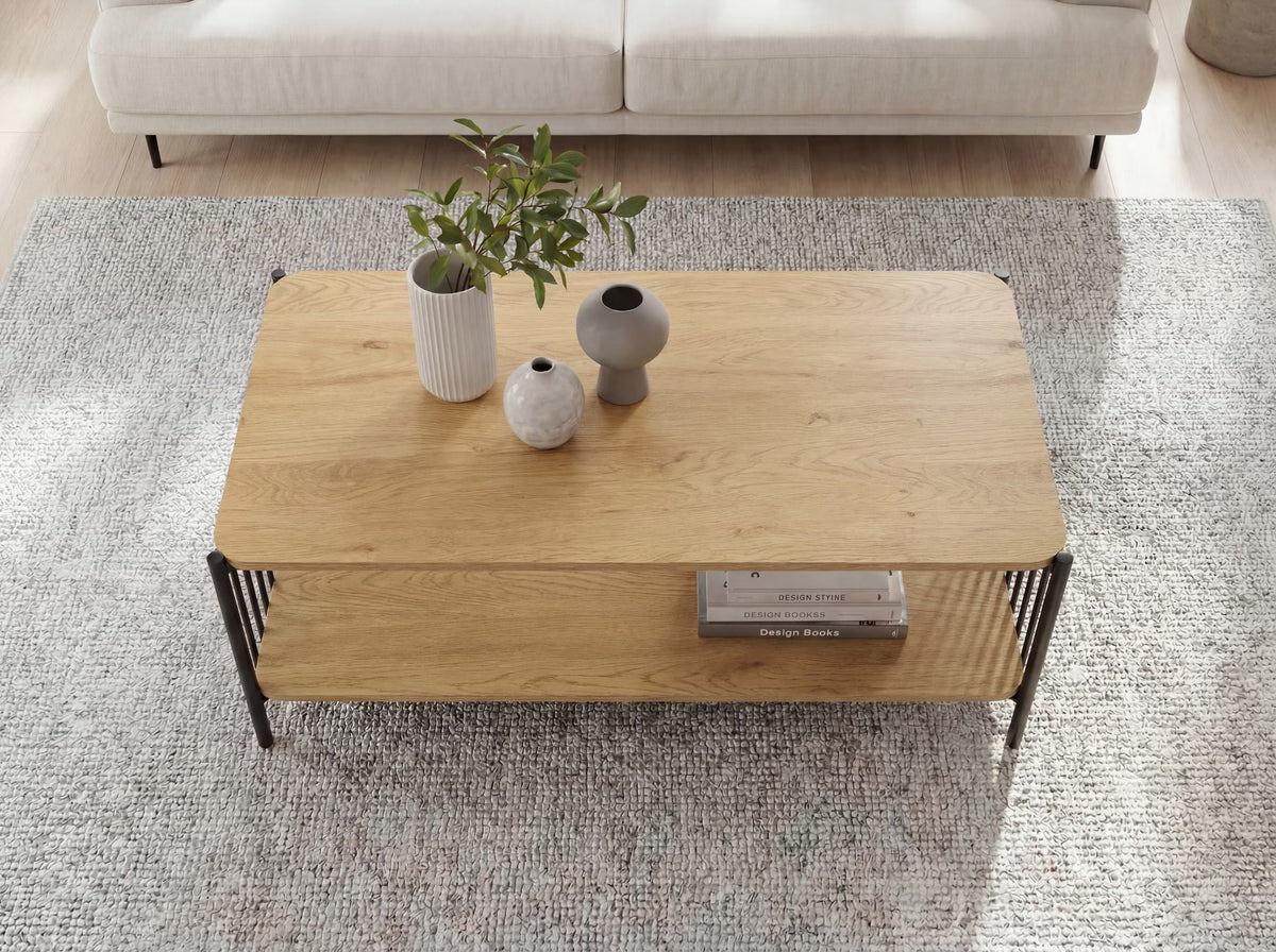 Nancy's Trichiana Salontafel - Koffietafel - Bruin / Zwart - ± 110 x 60 x 40 cm