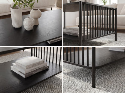 Nancy's Trino Salontafel - Koffietafel - Opbergvlak - Zwart - ± 110 x 60 x 40 cm