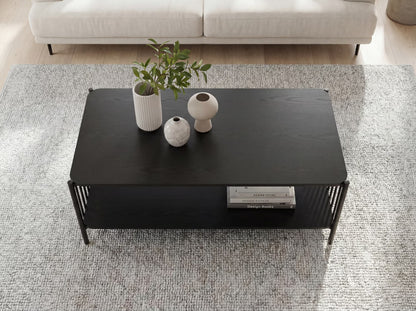 Nancy's Trino Salontafel - Koffietafel - Opbergvlak - Zwart - ± 110 x 60 x 40 cm
