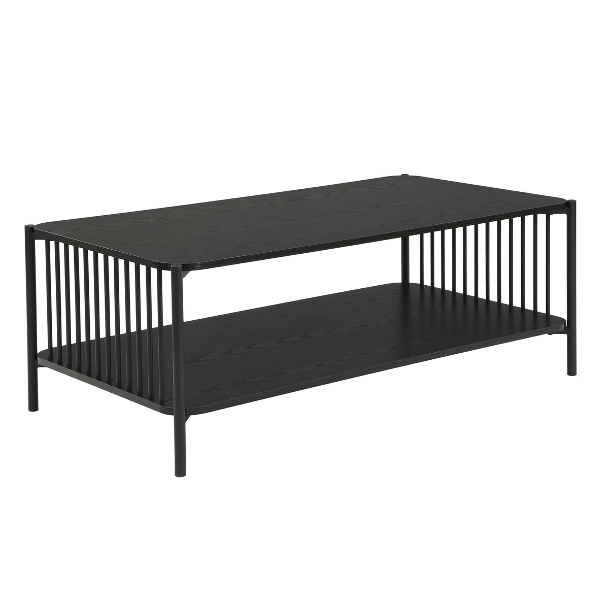 Nancy's Trino Salontafel - Koffietafel - Opbergvlak - Zwart - ± 110 x 60 x 40 cm
