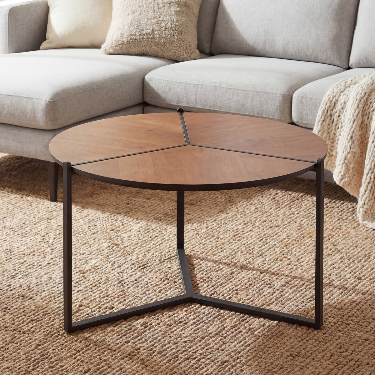 Nancy's Umbria Salontafel - Koffietafel - Rond - MDF / Staal - ± 80 x 80 x 40 cm