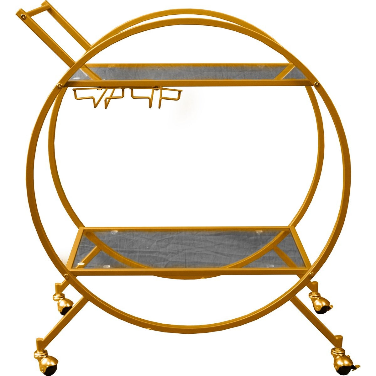 Eleganca Bar trolley met transparante glazen bladen 2-laags serveerwagen Goud