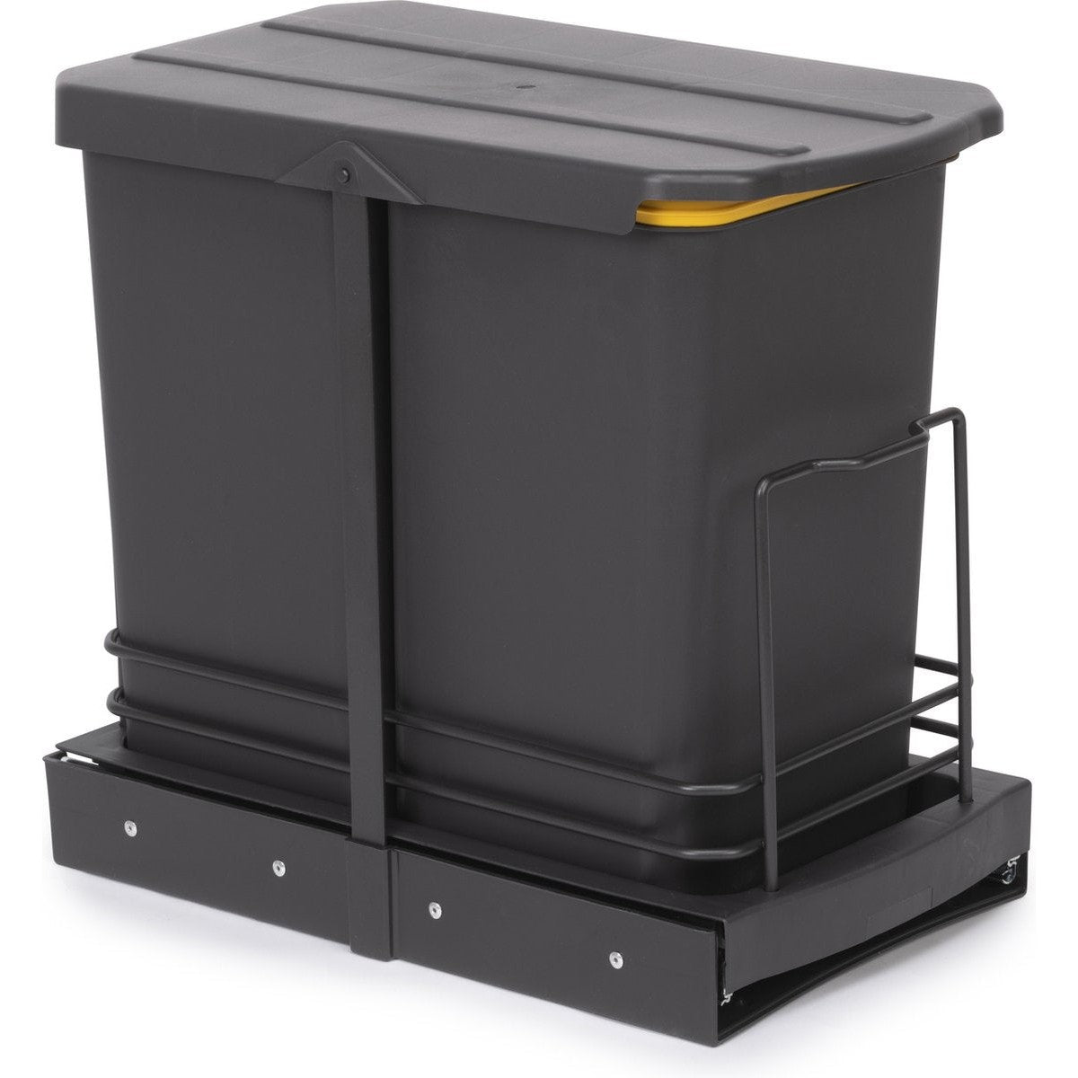 Inbouw prullenbak - Inbouw afvalemmer - Inbouw afvalbak - Inbouw vuilnisbak - Prullenbakken afval scheiden - 2x12 Liter met bodembevestiging en automatisch uittrekbaar