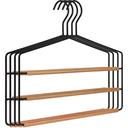 Eleganca Luxury trouser hangers 3in1 Black with wood