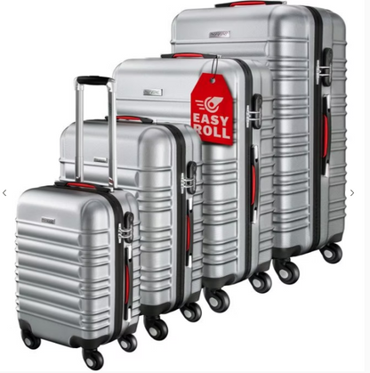 Nancy's Rockton Travel Suitcase Set - 4-piece - Hard Case - Extra Straps - Practical Net Pocket - ABS