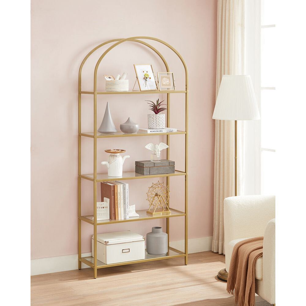 Nancy's Runcorn Bookcase - Wall cabinet - Storage cabinet - Gold - Steel - Glass - 83 x 30.2 x 183.5 cm