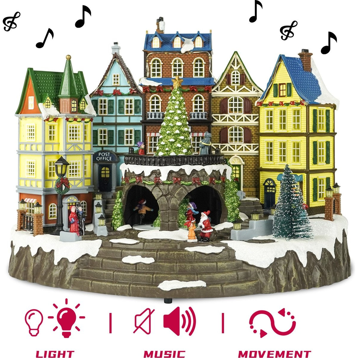 Kristmar Kerstdorp met draaiende kerstboom, muziek en LED verlichting