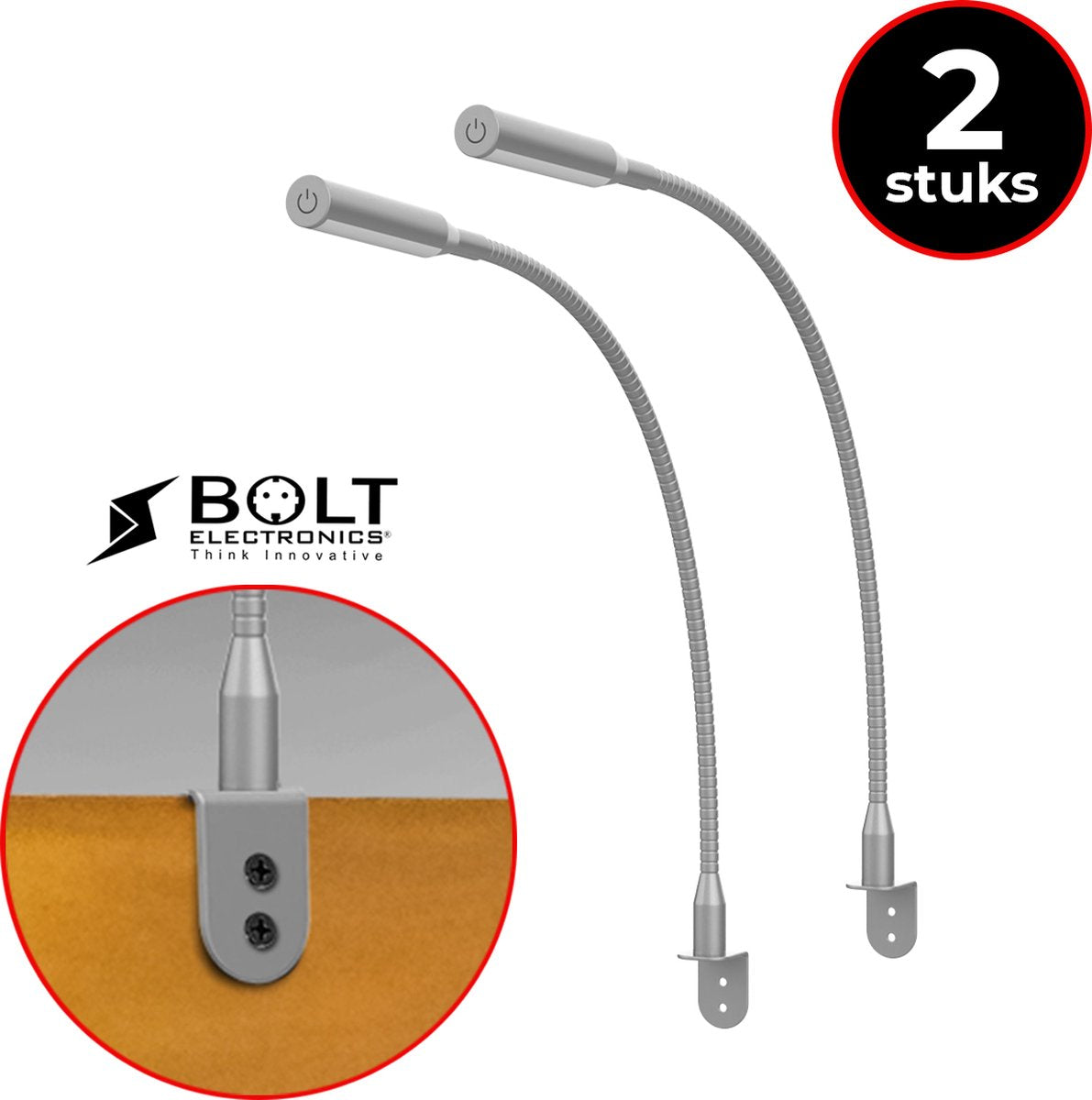 Bolt Electronics® LED bedside lamp headboard dimmable 2 pieces Silver