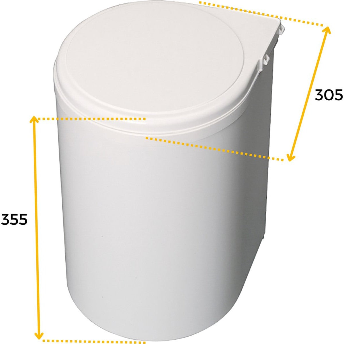 Inbouw prullenbak - Inbouw afvalemmer - Inbouw afvalbak - Inbouw vuilnisbak - 13 Liter rond Wit