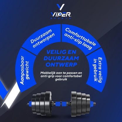 Viper Sports Verstelbare dumbbell set tot 30 kg