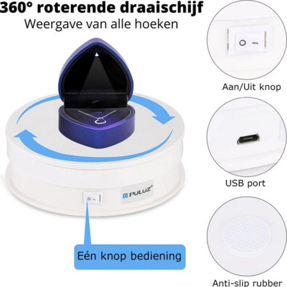 Puluz Elektrische draaiplateau voor fotostudio 30cm Wit