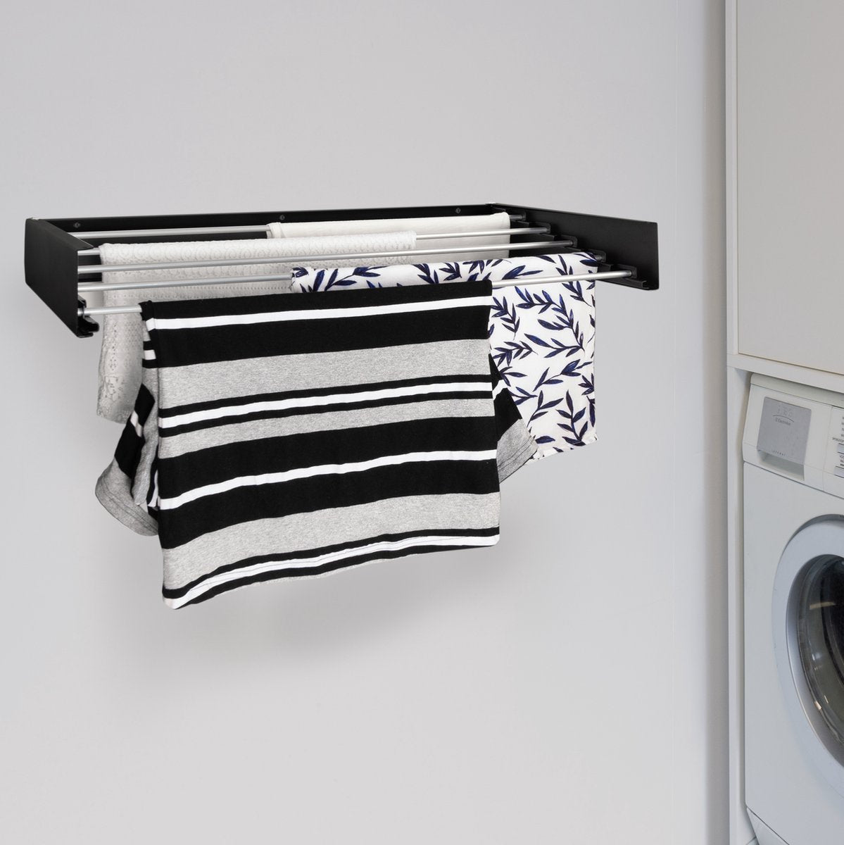 Milano Luxurious Collapsible wall laundry rack 80cm Black