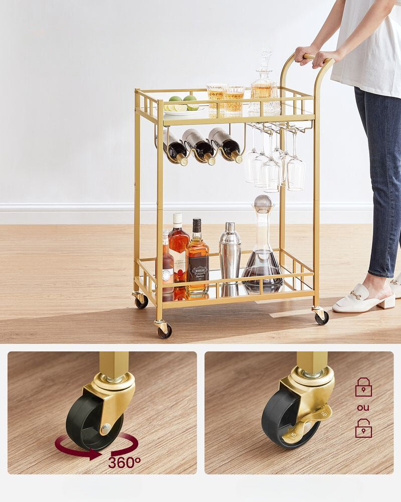 Nancy's Totton Kitchen Dessert Gold - Chariot de service - Bartrolley - Moderne - Acier - 60 x 38 x 90 cm