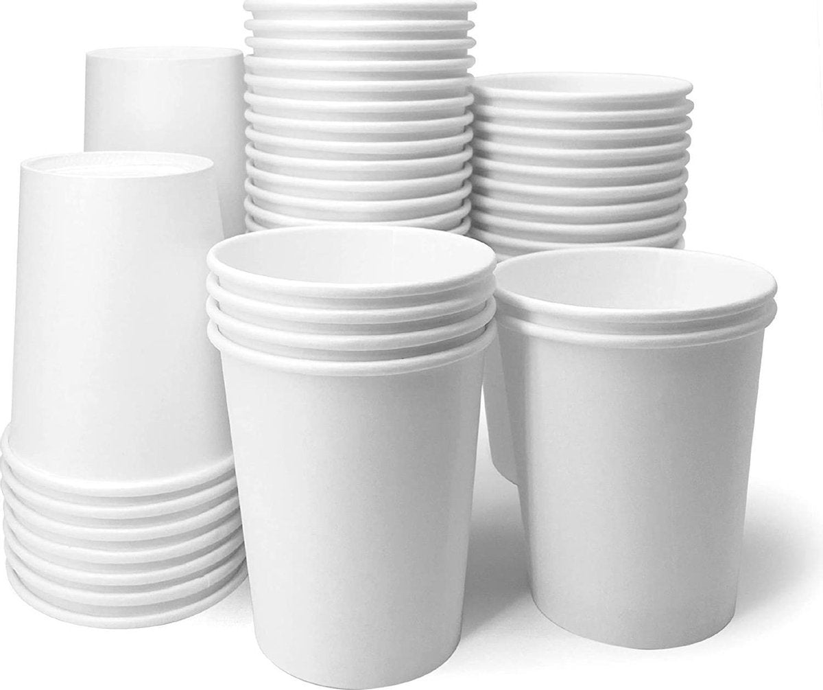 Drinking cup - Coffee cup - Disposable cardboard cup 200ml 100 pieces White