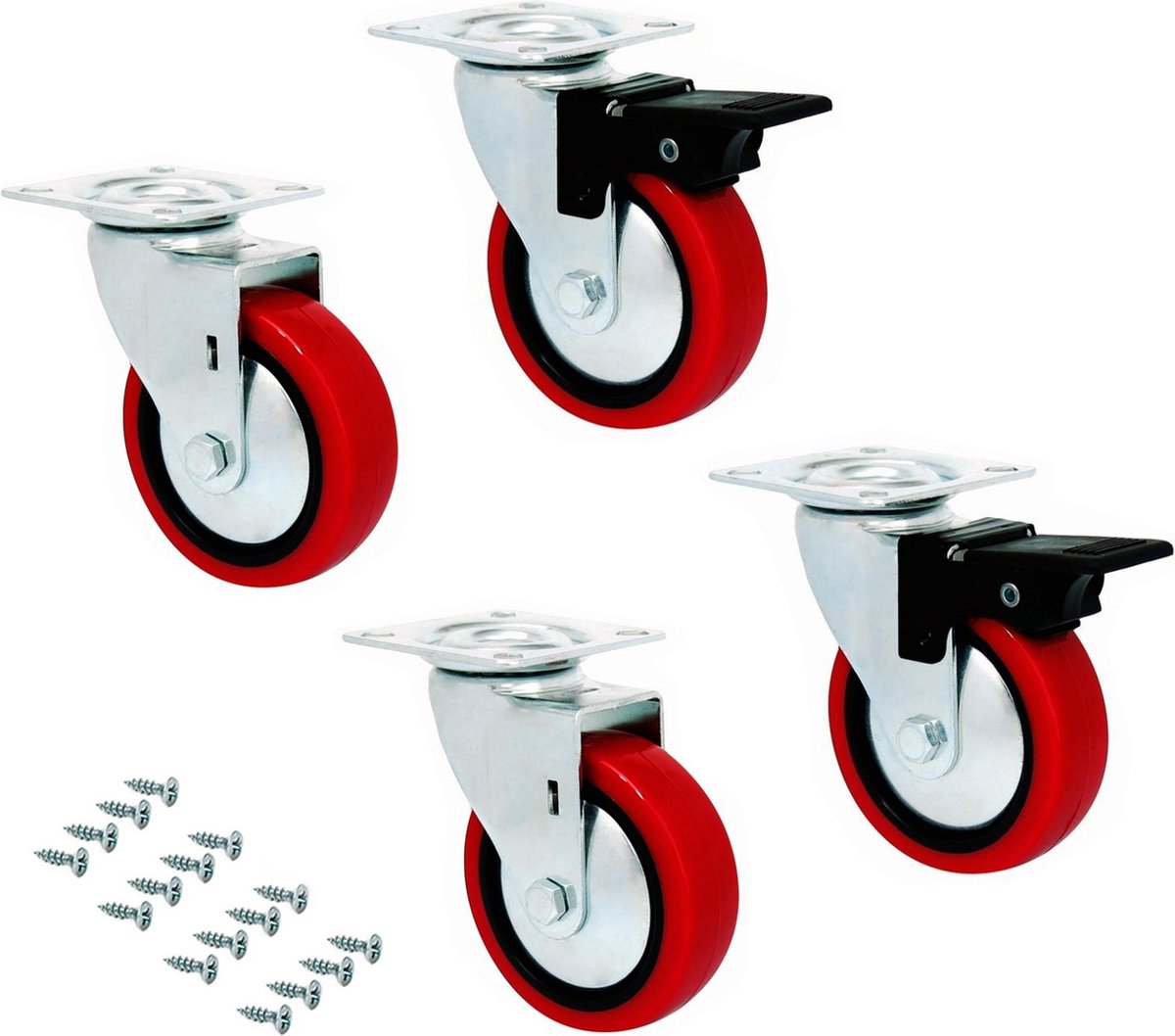 Roulettes robustes de Nancy Roues de transport 50 mm lot de 4 Rouge