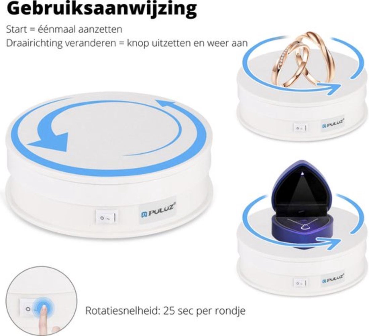 Puluz Elektrische draaiplateau voor fotostudio 30cm Wit