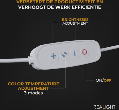 Lampe de bureau LED Realight rechargeable par USB avec 3 couleurs de lumière Argent