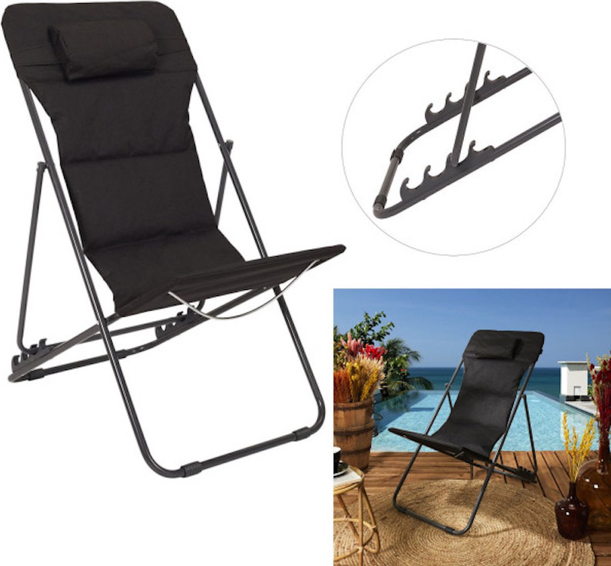 Chaise de camping réglable et pliante EASTWALL