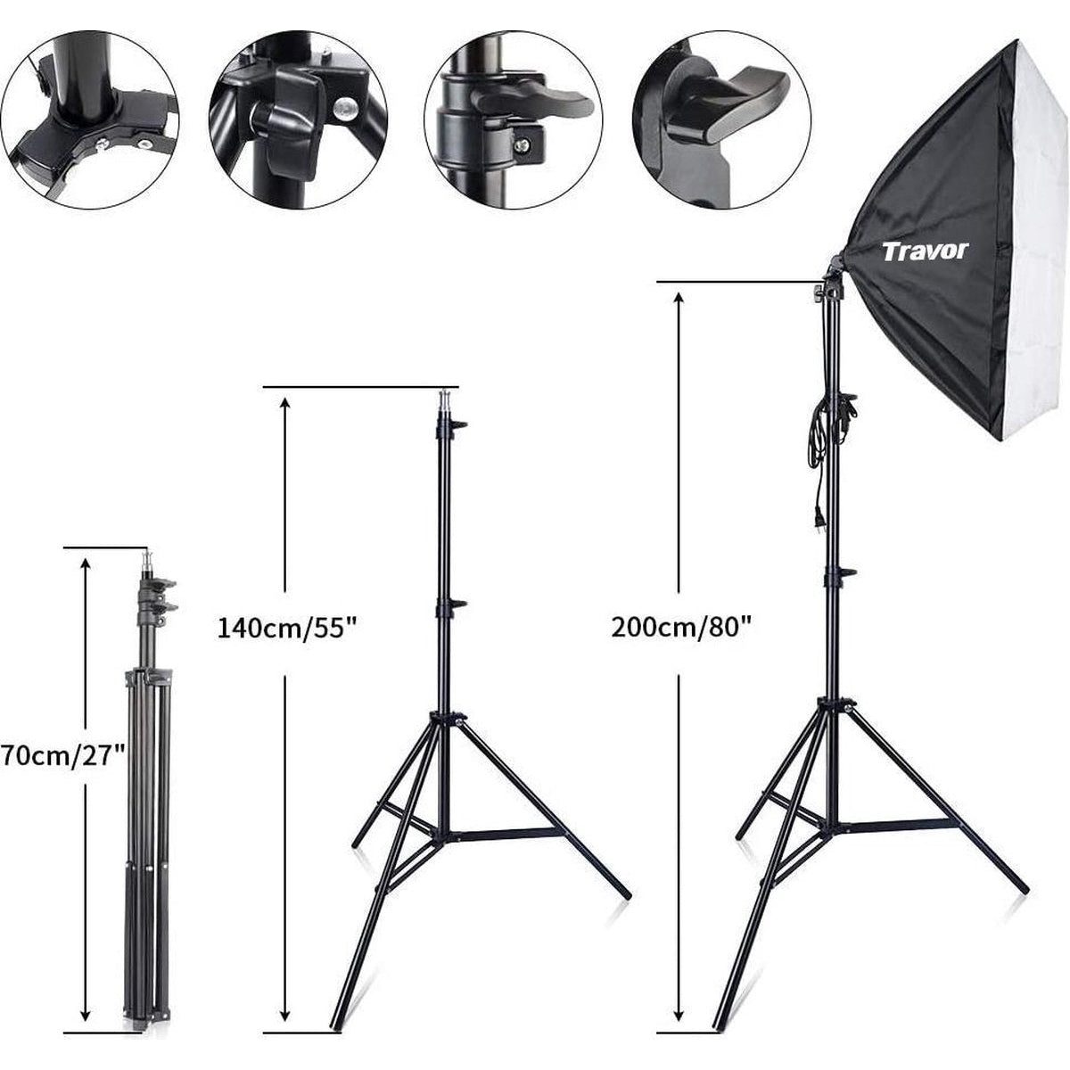 Travor Greenscreen fotostudio lampenset inclusief softbox en paraplu