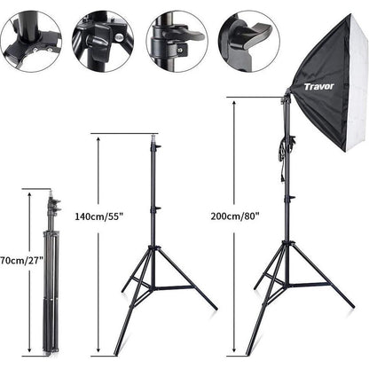 Travor Greenscreen fotostudio lampenset inclusief softbox en paraplu