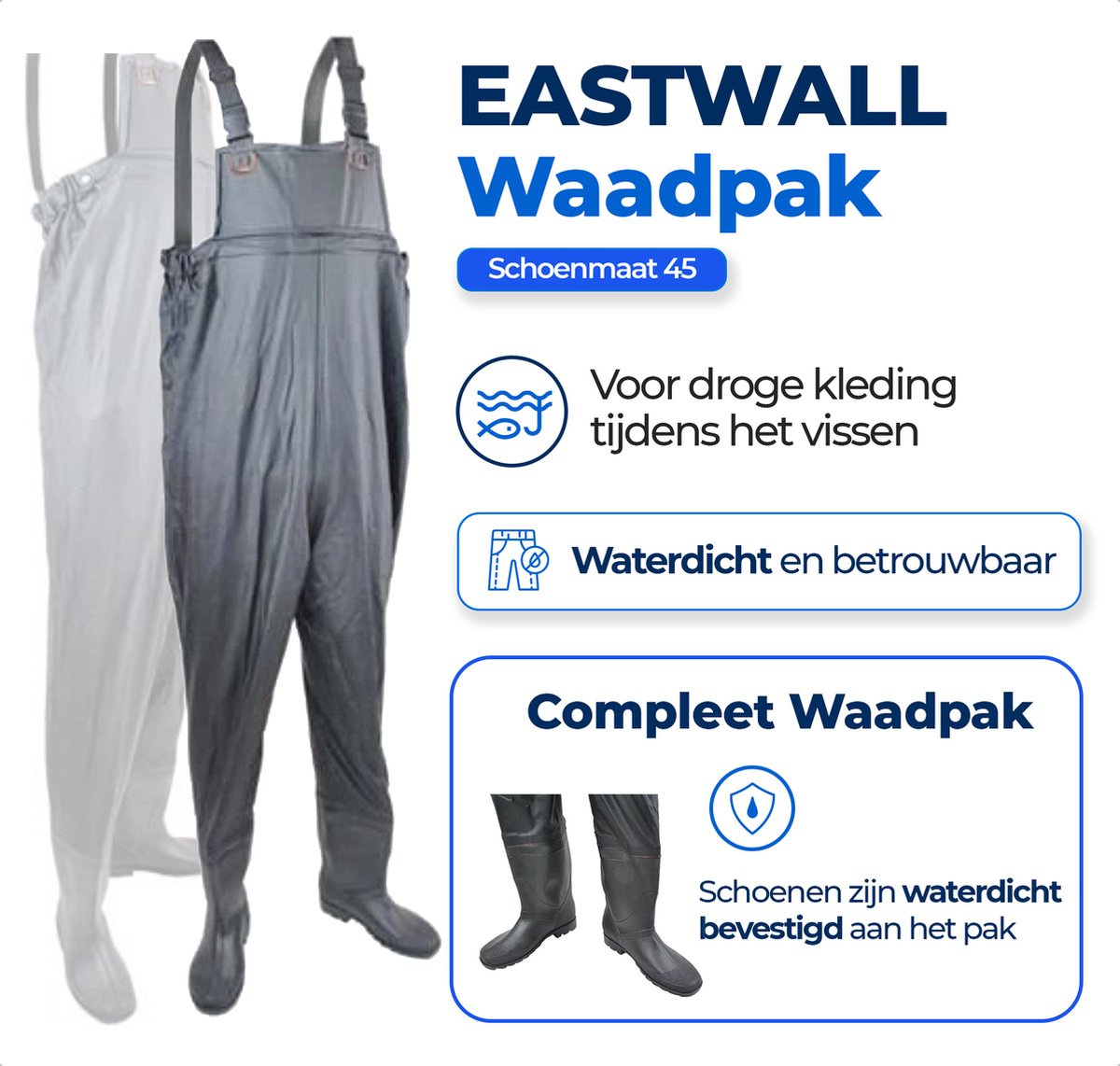EASTWALL Waadpak maat 45 Antraciet