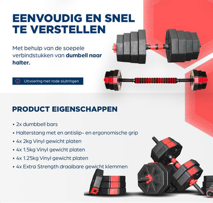 SOUTHWALL Hexagon dumbbells set verstelbaar tot 20kg