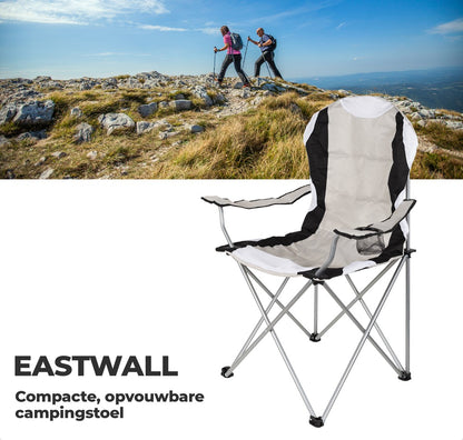 EASTWALL Chaise de camping de luxe pliable Gris