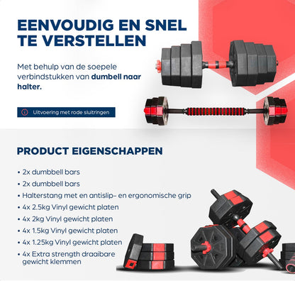 SOUTHWALL Hexagon dumbbells set verstelbaar tot 30kg