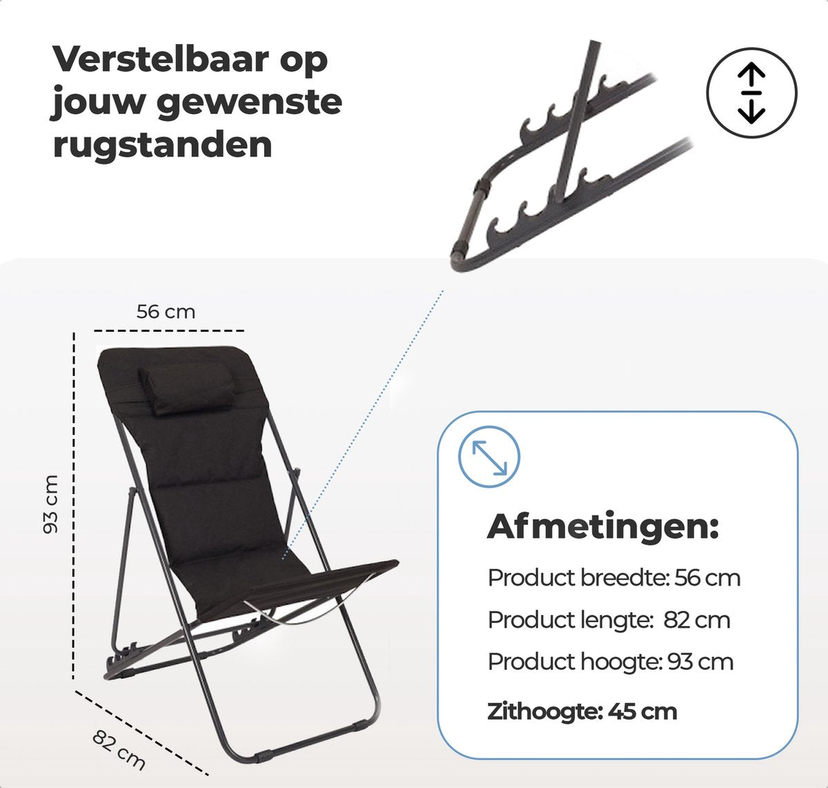 Chaise de camping réglable et pliante EASTWALL