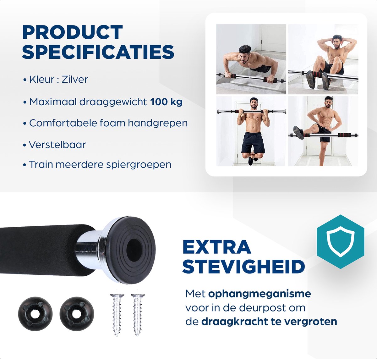 SOUTHWALL Pull up bar voor deurpost Zilver