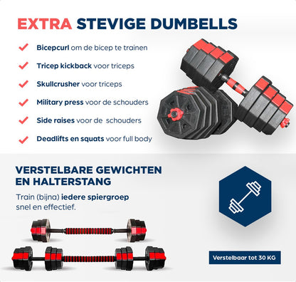 SOUTHWALL Hexagon dumbbells set verstelbaar tot 30kg