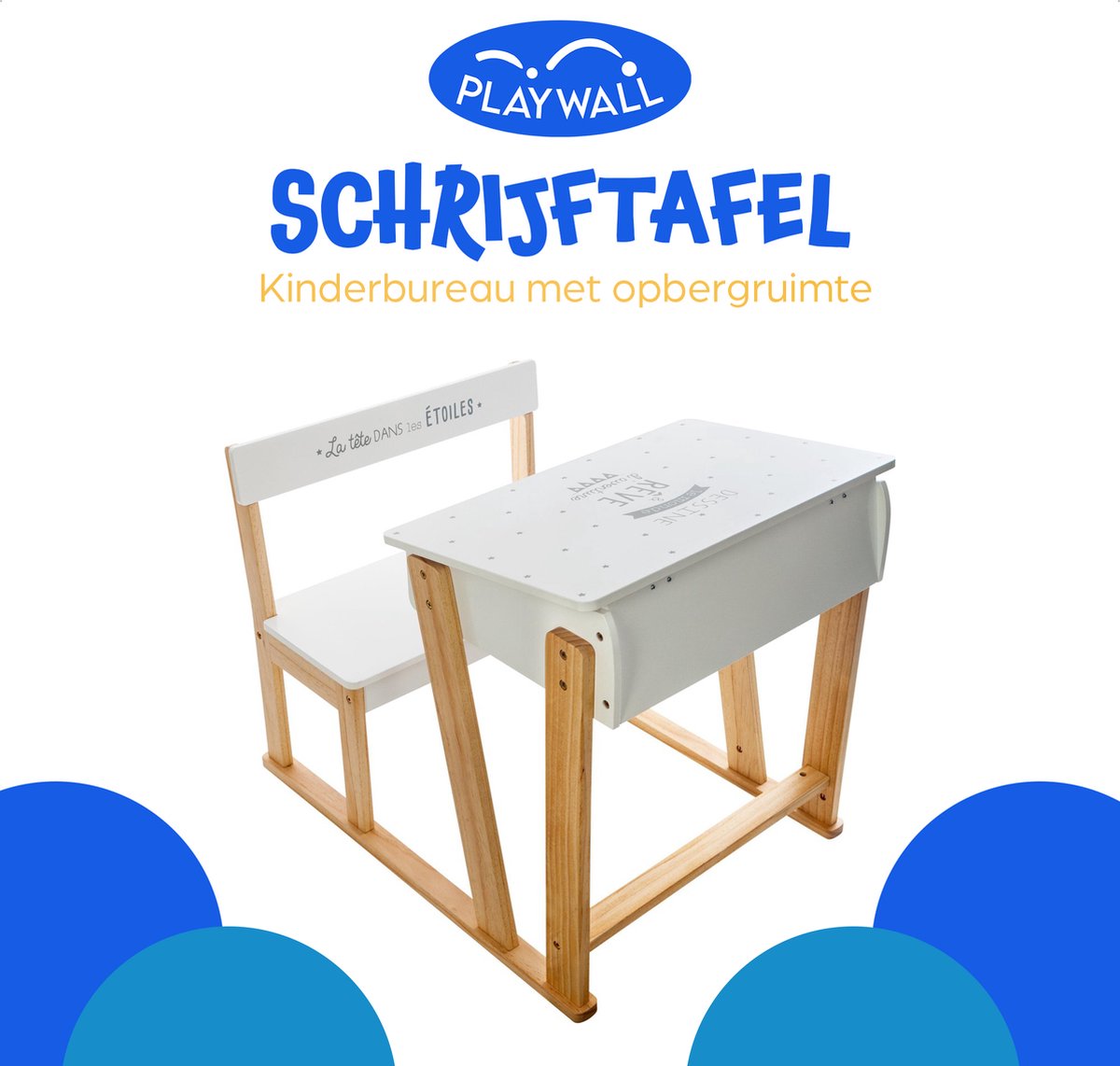 PLAYWALL Writing table - Children's desk with storage space - White desk