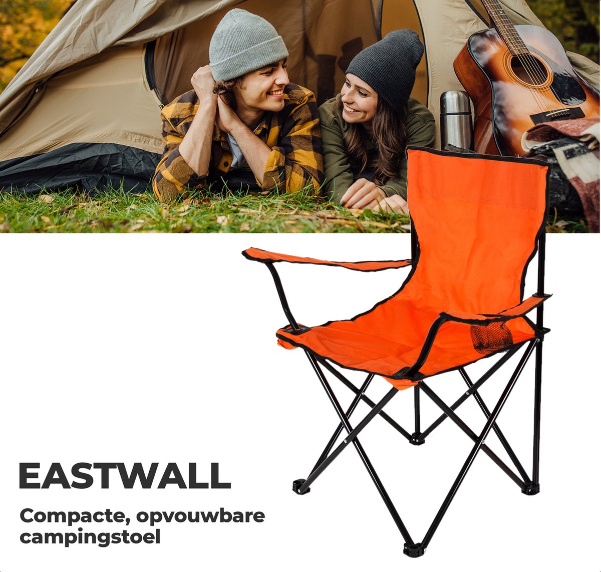 EASTWALL Chaise de Camping Pliante Orange