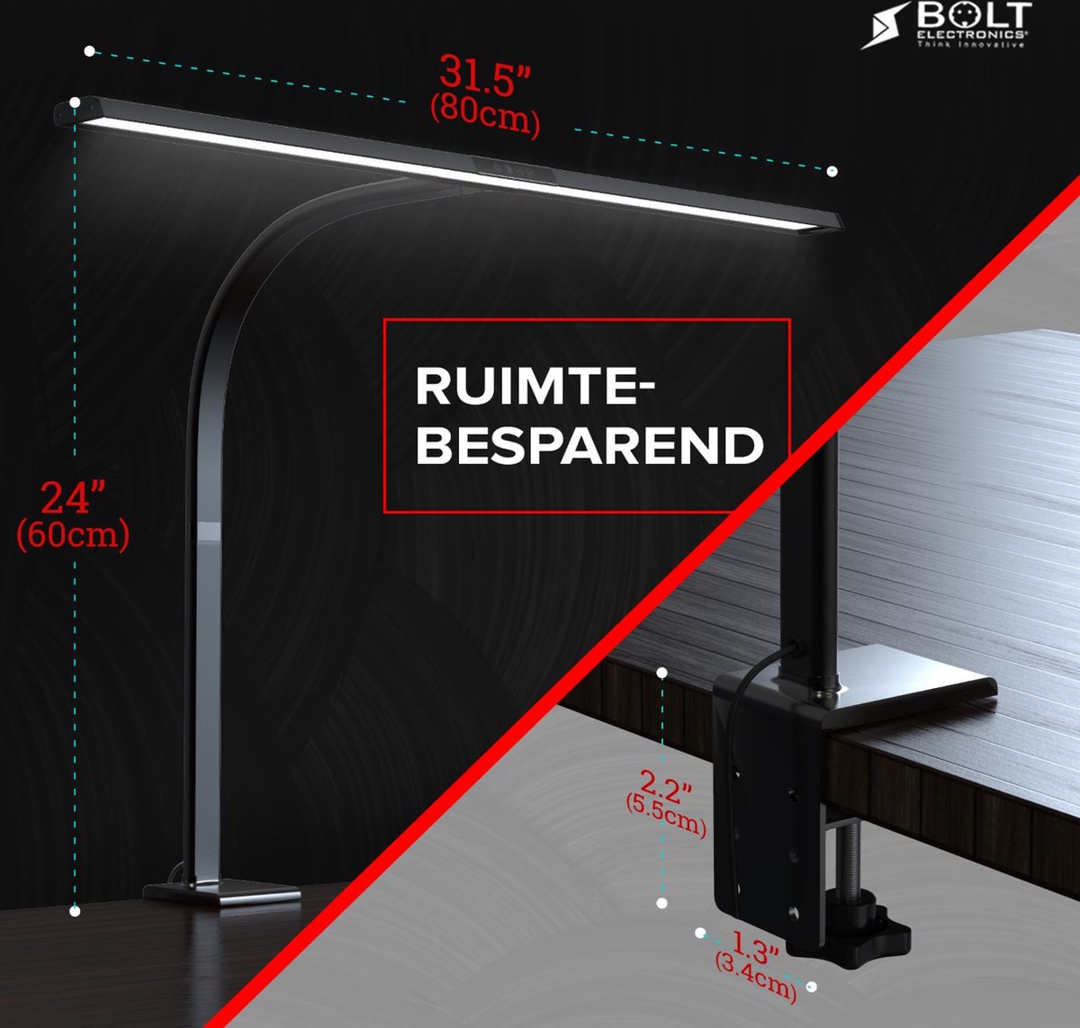 Bolt Electronics® BLIQ700B LED Bureaulamp met klem Zwart