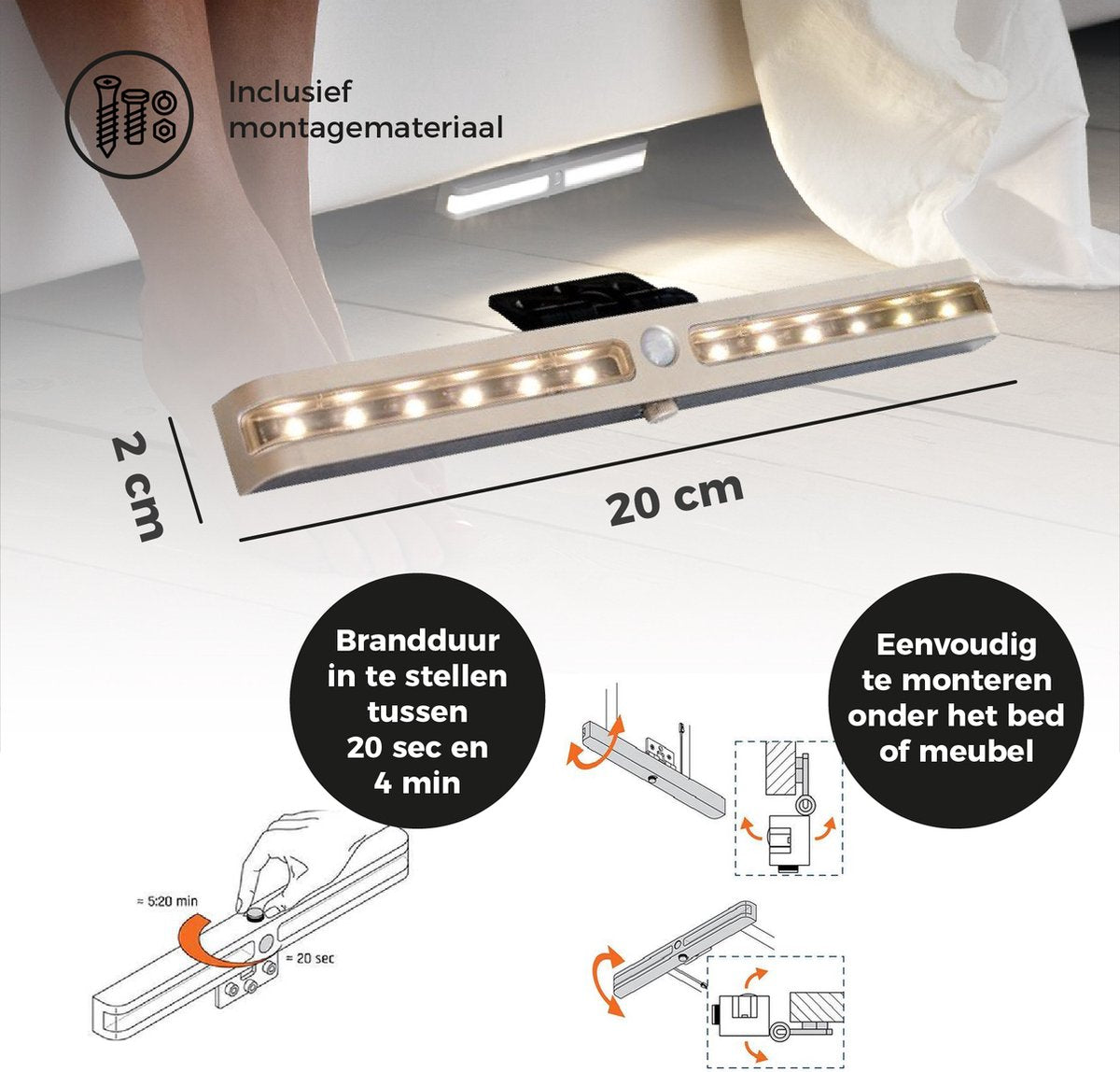 Eleganca LED uitstapverlichting met bewegingssensor 2 Stuks