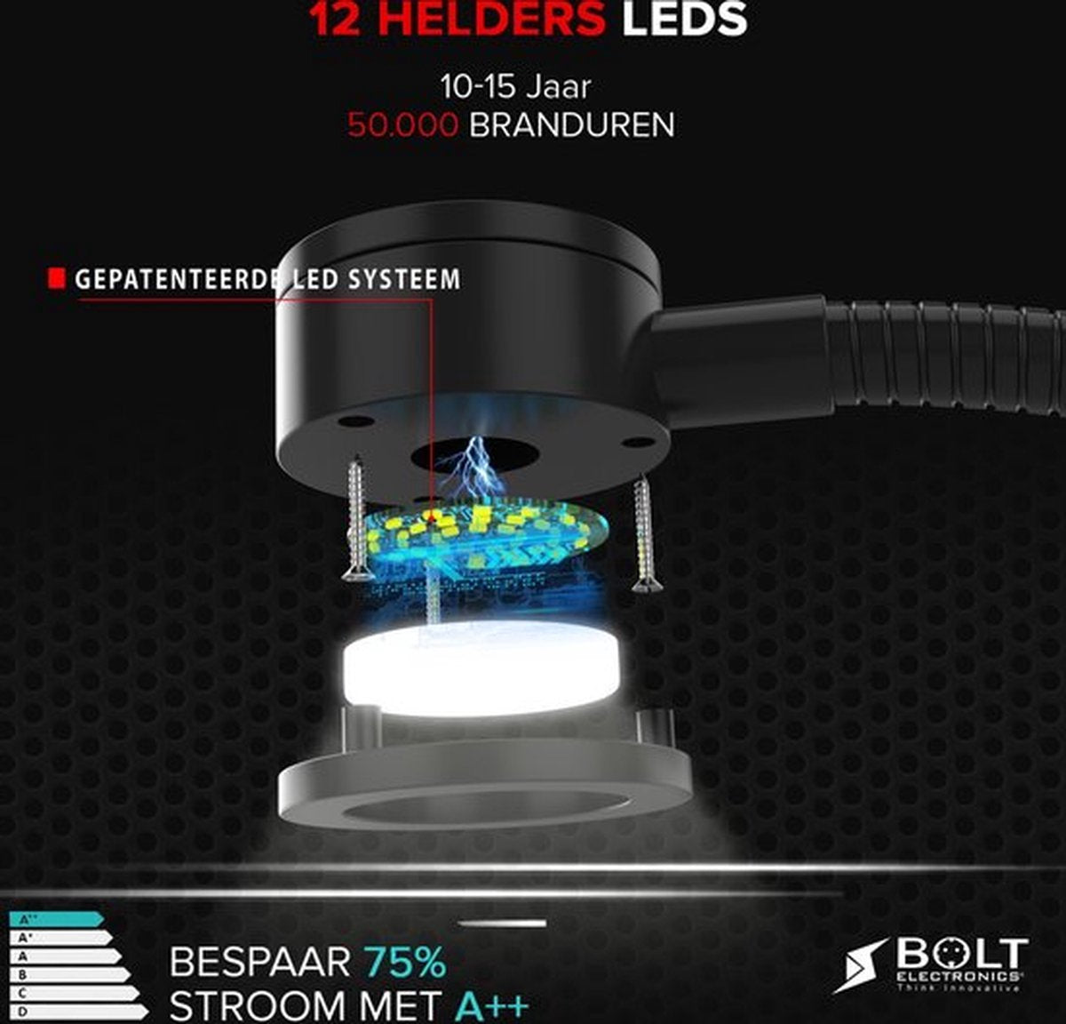 Bolt Electronics® Bedlamp met USB & USB-C poort 2 stuks Zwart