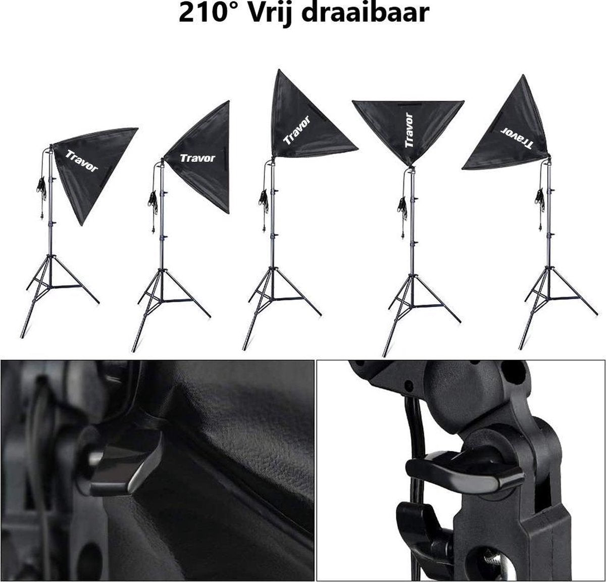 Travor Greenscreen fotostudio lampenset inclusief softbox en paraplu