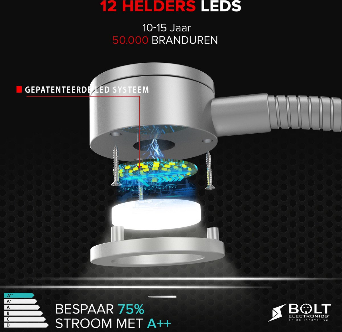 Bolt Electronics® Lampe de chevet avec deux ports USB 2 pièces Argent