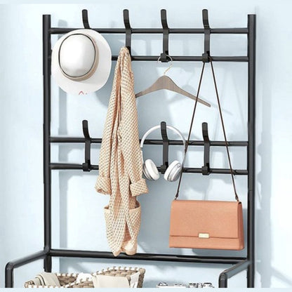 Eleganca Wardrobe rack with coat rack and 5 shelves Black