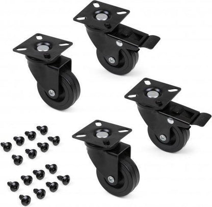 Nancy's sturdy castors 75mm transport wheels set of 4 Black