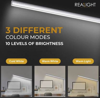 Realight LED bureaulamp USB oplaadbaar met 3 lichtkleuren Zilver