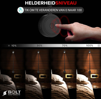 Bolt Electronics® Lampe de chevet avec deux ports USB 2 pièces Noir