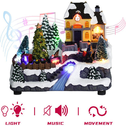 Maison de Noël Kristmar avec rivière à fibre optique, musique et éclairage LED