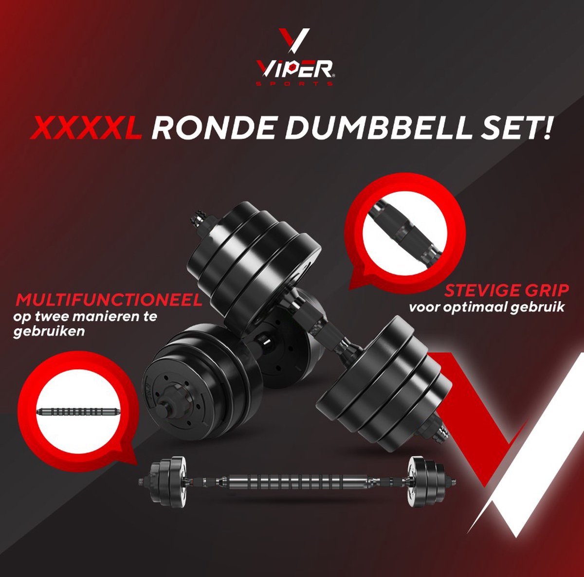 Viper Sports Verstelbare dumbbell set tot 40 kg