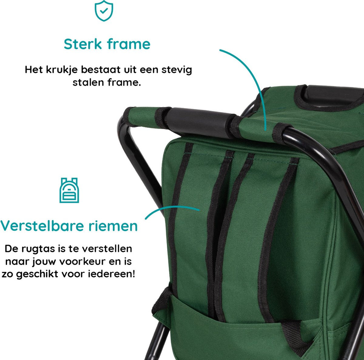 EASTWALL Relaxy 3 in 1 Rugzak vouwkruk met koeltas Groen