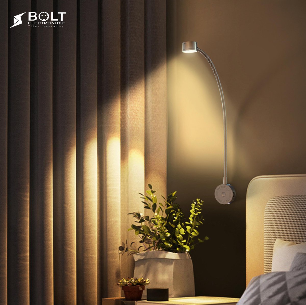 Bolt Electronics® Bedside lamp with two USB ports 1 piece Silver