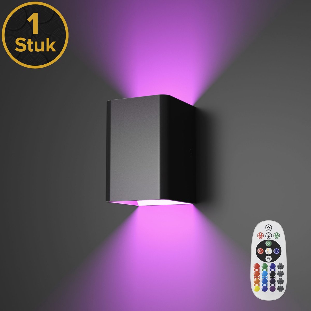 Realight RGB Wandlamp dimbaar 1 stuk Zwart