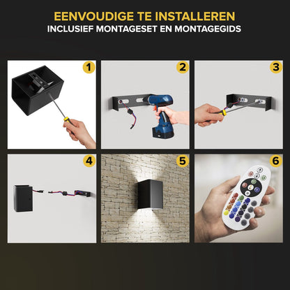 Realight RGB Wandlamp dimbaar 1 stuk Zwart