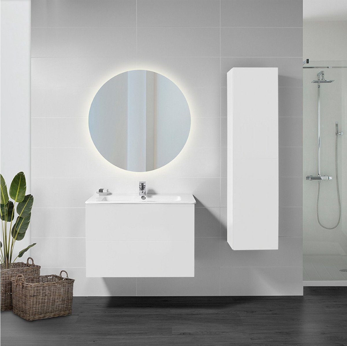 Eleganca Round condensation-free bathroom mirror Ø60cm with LED lighting
